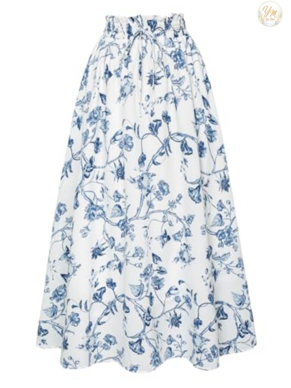 Floral Maxi Skirt Women High Waist A-Line Swing Flowy with Pockets
